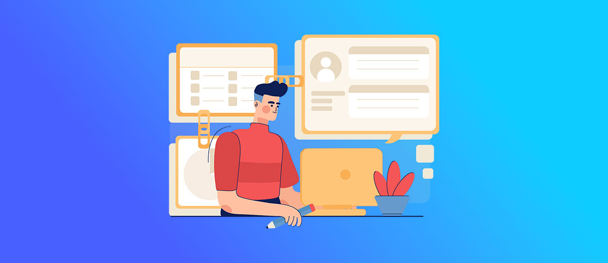 Ilustración de una persona optimizando su sitio web mediante la construcción de backlinks hacia otros sitios.