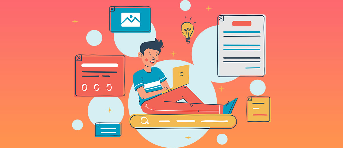 Ilustración de una persona optimizando su sitio web para acelerar su carga.