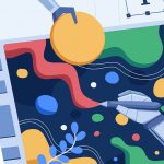 Ilustración de brazos robóticos dibujando formas en una pantalla.